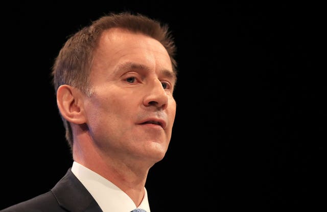 Mr Hunt accused the professor of spreading a 'pernicious falsehood' (Peter Byrne/PA) 