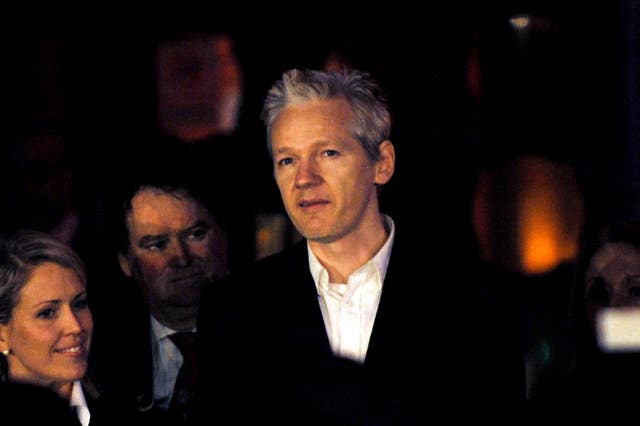 WikiLeaks founder Julian Assange outside the Royal Courts of Justice in 2010