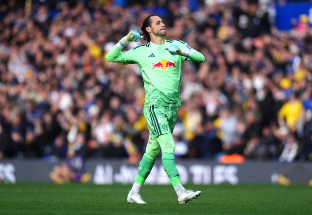 Leeds goalkeeper James Trafford celebrates his side's equaliser