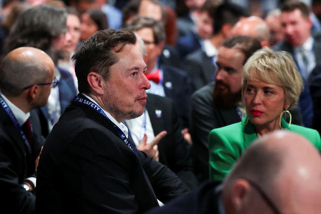 Elon Musk attends the first plenary session at the AI safety summit