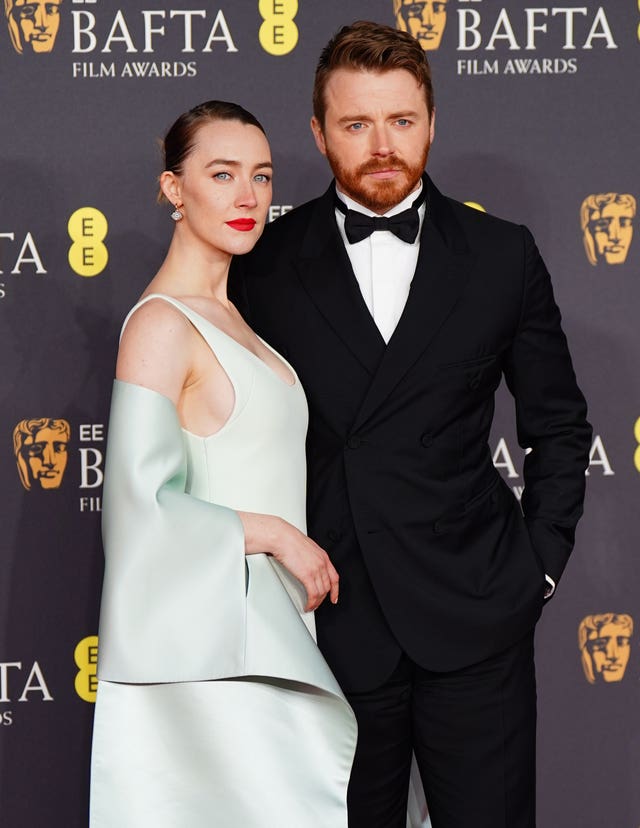 Saoirse Ronan and Jack Lowden attending the EE Bafta Film Awards 2025, at the Royal Festival Hall, Southbank Centre, London