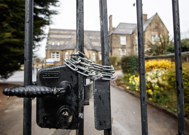 Chained gates at Batley Grammar School 