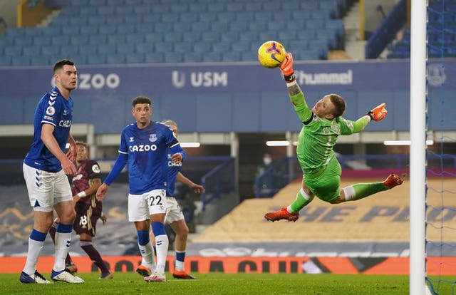 Everton goalkeeper Jordan Pickford had one of his better games against Leeds