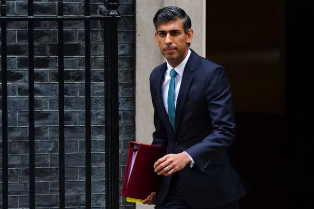 Rishi Sunak leaves Downing Street for his first Prime Minister’s Questions