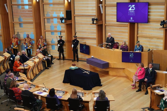 Charles in the chamber at Holyrood