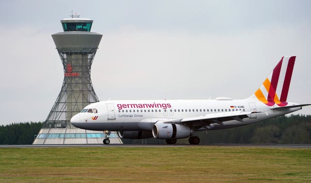 A Eurowings Airbus taxis at Newcastle Airport (Owen Humphreys/PA)