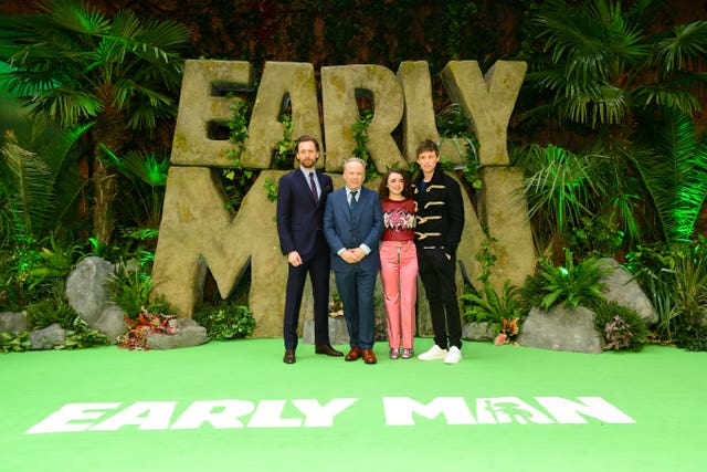 Tom Hiddleston, Nick Park, Maisie Williams and Eddie Redmayne attending the Early Man premiere (Ian West/PA)