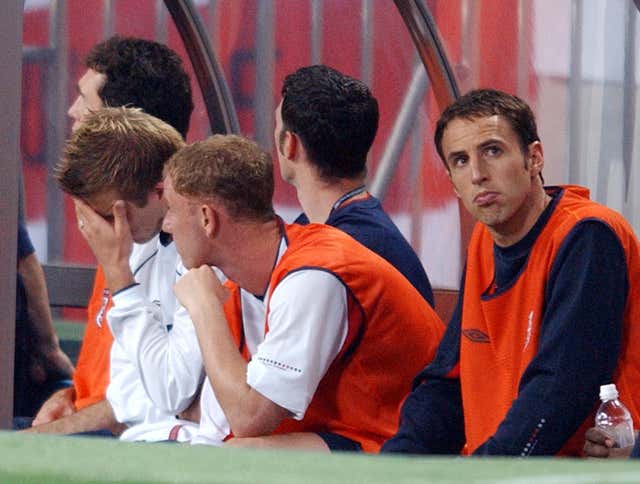 Southgate (right) was a member of Eriksson's England squad at the 2002 World Cup.