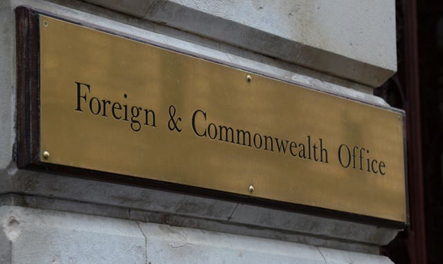A view of signage for the Foreign & Commonwealth Office in Westminster