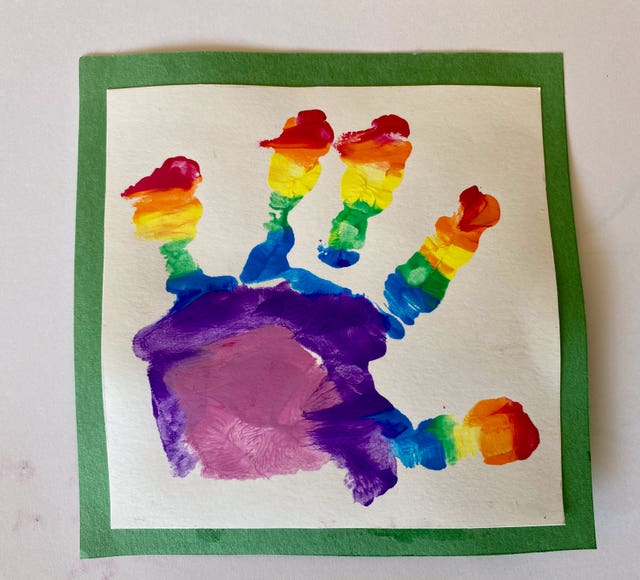 A painted handprint by Prince Louis