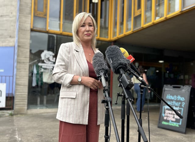Michelle O’Neill speaking to the media