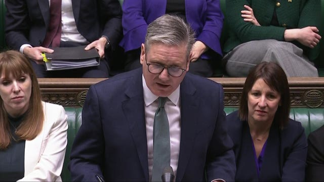 Prime Minister Sir Keir Starmer speaking during Prime Minister’s Questions in the House of Commons