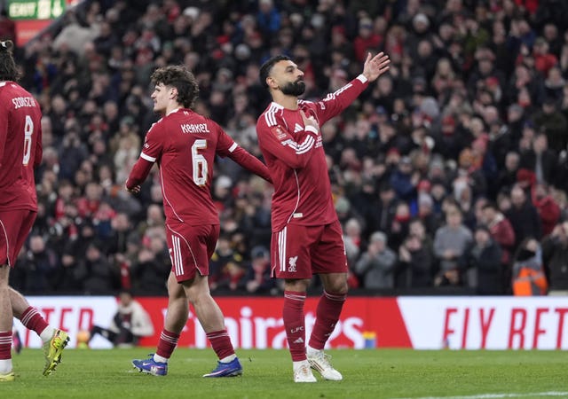 Liverpool forward Mohamed Salah celebrates