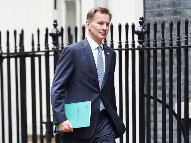 Chancellor of the Exchequer Jeremy Hunt leaves 11 Downing Street, London