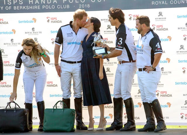 The Duke and Duchess of Sussex at a charity polo match