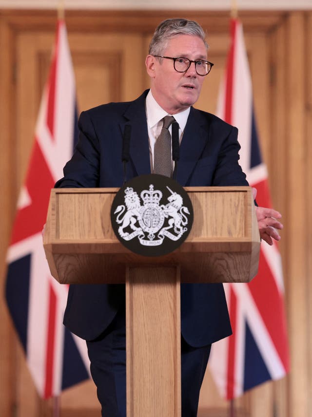 Sir Keir Starmer speaking at the press conference