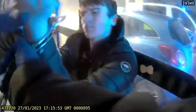 Screen grab taken from bodyworn video of the arrest of Logan MacPhail