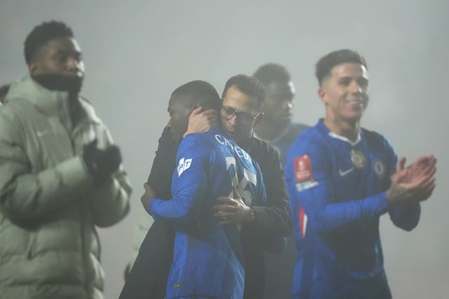 Chelsea players embrace