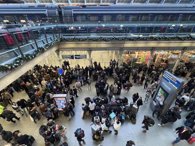 Delayed passengers at St Pancras on Tuesday 