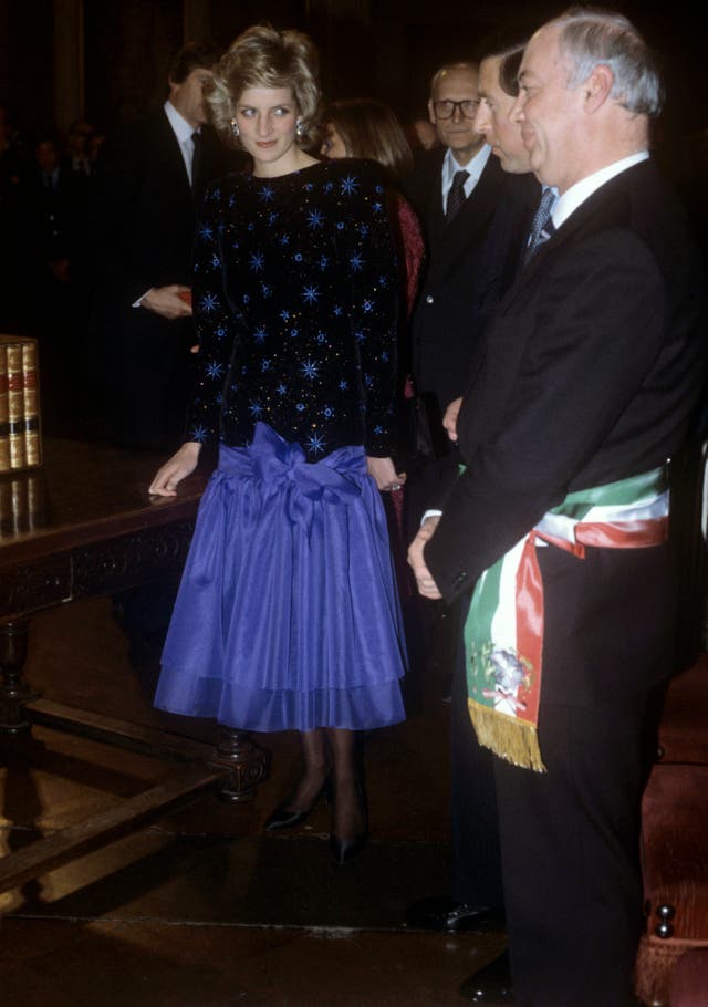 The Prince and Princess of Wales at the Palazzo Vecchio for a banquet given by the mayor of Florence in 1985 