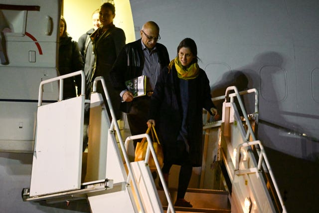 Mrs Zaghari-Ratcliffe and Anoosheh Ashoori arrive at Brize Norton after they was freed from detention by Iranian authorities in March