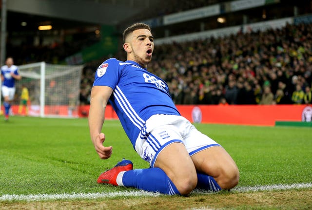 Che Adams celebrates his goal at Norwich