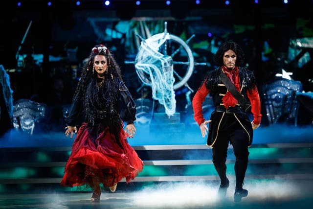 Dr Punam Krishan and Gorka Marquez dressed as pirates during their Halloween routine 