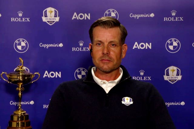 Henrik Stenson with the Ryder Cup in a press conference