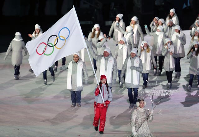The Olympic Athletes from Russia during the opening ceremony