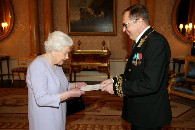 The Queen receiving Russian ambassador Andrei Kelin, during an audience at Buckingham Palace