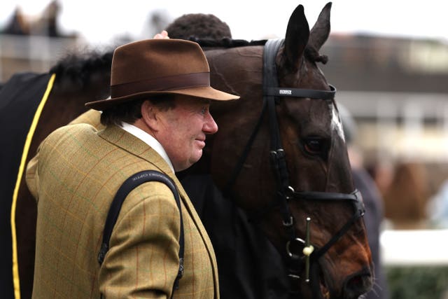 Shishkin and Nicky Henderson after success in the Betfair Ascot Chase 