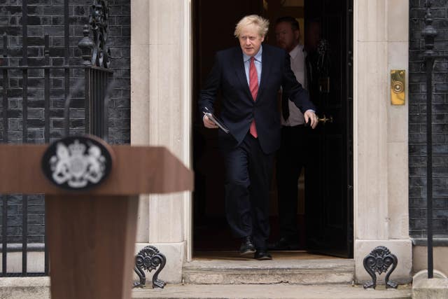 Prime Minister Boris Johnson makes a statement outside 10 Downing Street