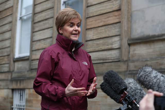 Nicola Sturgeon speaking at the scene