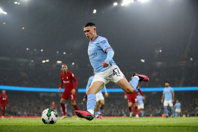 Phil Foden in action for City (Isaac Parkin/PA).