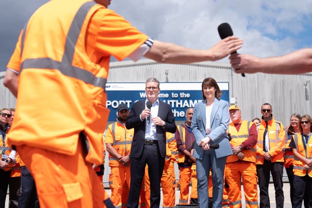 Labour Party leader Sir Keir Starmer and shadow chancellor Rachel Reeves visit Ocean Gate container terminal at Southampton docks 