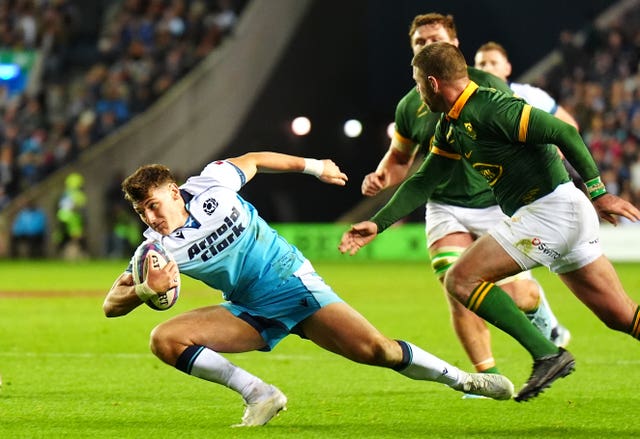 Tom Jordan playing for Scotland