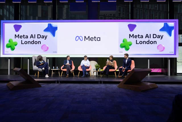 Left to right, Dr Anne-Marie Imafidon, Nick Clegg, President, Global Affairs, Yann LeCun, Chief AI Scientist Joelle Pineau, Vice President, AI Research and Chris Cox, Chief Product Officer at Meta’s AI event in London gathering leaders across the UK’s AI, business and tech sectors to discuss Meta’s AI research and AI product developments 