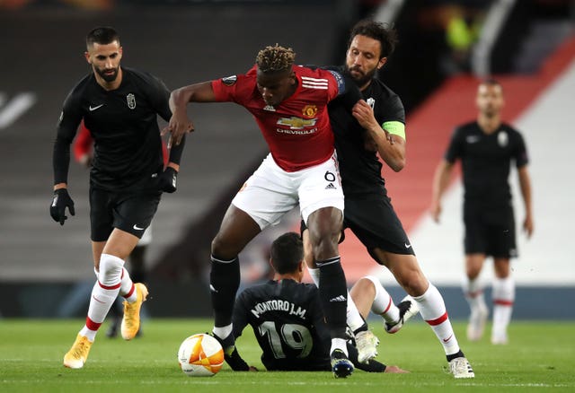 Paul Pogba helped Manchester United take the lead before being replaced at half-time 