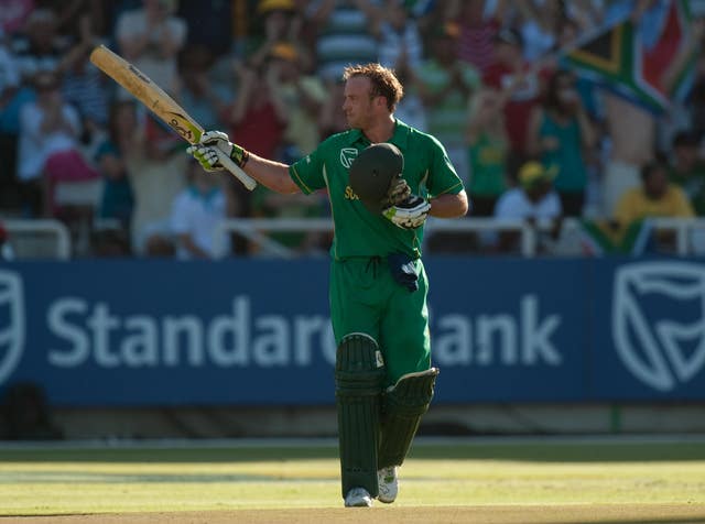 AB de Villiers celebrates a one-day international century against England