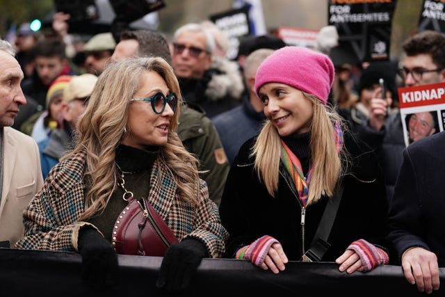 Tracy-Ann Oberman, left, and Rachel Riley take part in the march 