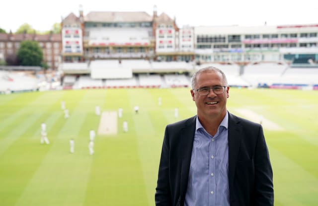 ECB chief executive Richard Gould stands on a balcony at the Oval.