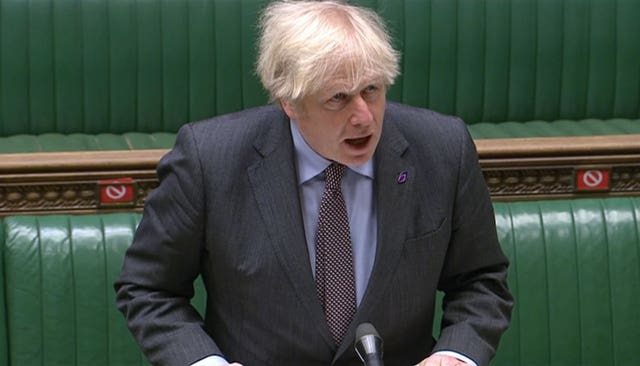 Boris Johnson speaks during Prime Minister’s Questions