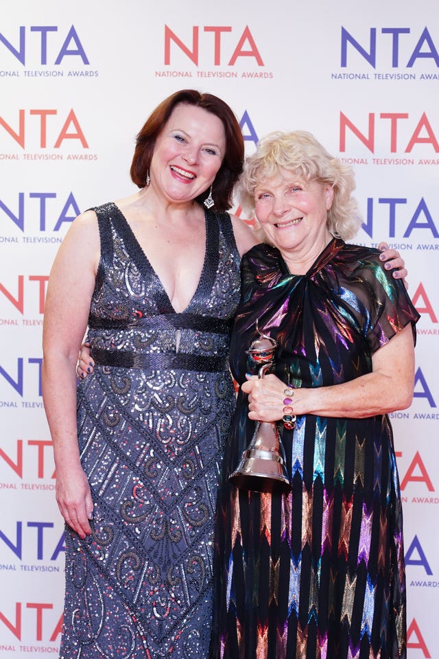 Monica Dolan and Jo Hamilton with the NTA award 