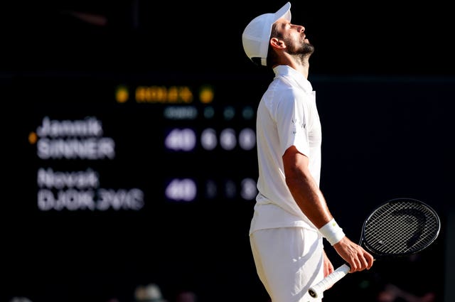 Novak Djokovic looks dejected