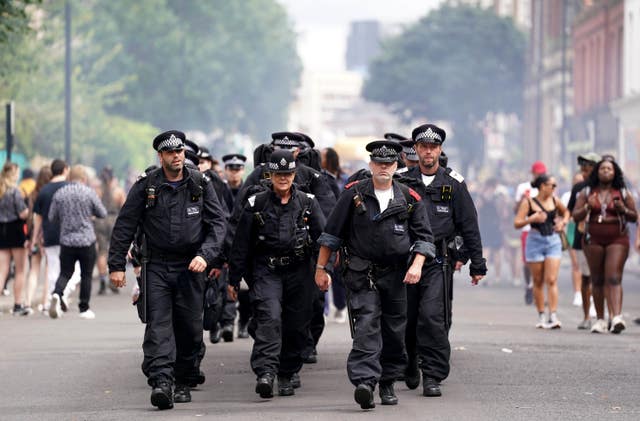 Police officers attending the Notting Hill Carnival in London