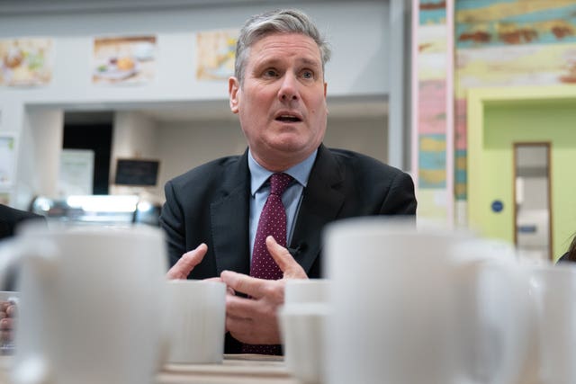Labour leader Sir Keir Starmer meets representatives from organisations dedicated to supporting victims of violence against women and girls (VAWG) during a visit to The Arc community centre in Scunthorpe