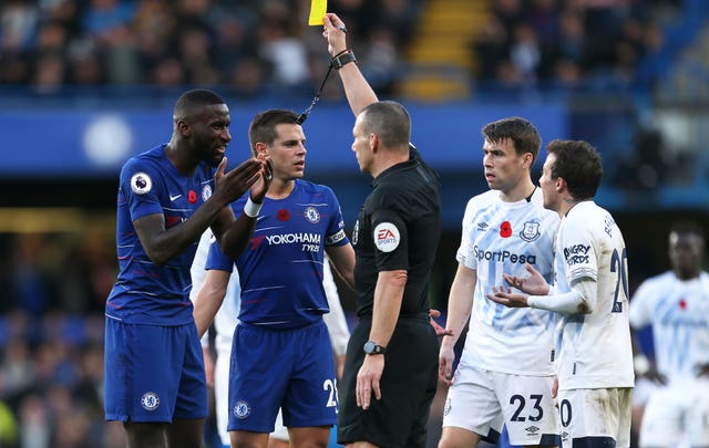 Antonio Rudiger was annoyed to be yellow carded on Sunday (Steven Paston/PA)