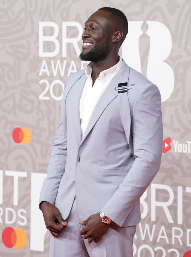 Stormzy attending the Brit Awards 2023 at the O2 Arena, London