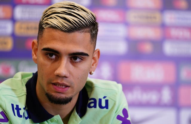 Brazil’s Andreas Pereira during a press conference