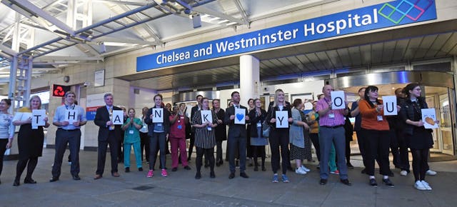 Staff from the Chelsea and Westminster Hospital in London 